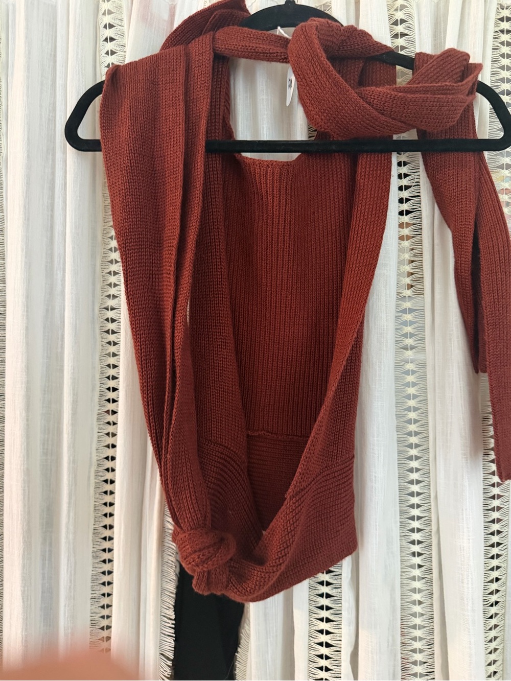 Free People Rust Ribbed Wrap Jumpsuit - Picture 3 of 5